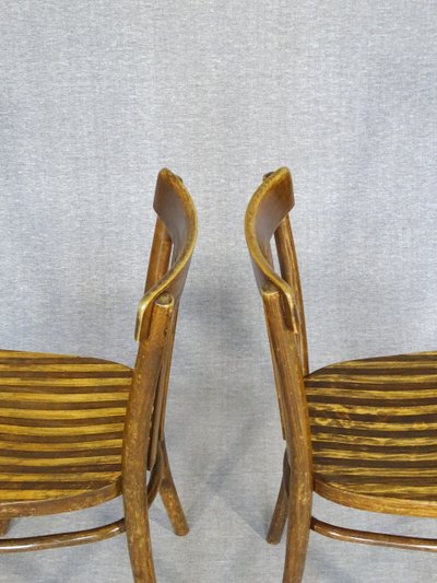 Set of 5 Thonet chairs No. A417 from 1937, laminated wood seat, Art Deco period