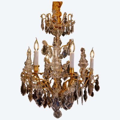 A French Louis XV period small ormolu and cut crystal chandelier circa 1760-1770