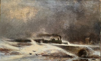 Josef Carl Berthold Püttner (1821-1881) - Locomotive filant à Travers La Neige En Hiver, 1873