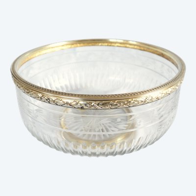 Puiforcat: large Louis XVI style salad bowl in Baccarat crystal and vermeil - solid silver