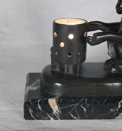 Monkey nightlight with brazier Max Le Verrier Art Deco period