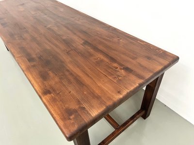 Large solid pine farm table, 70s