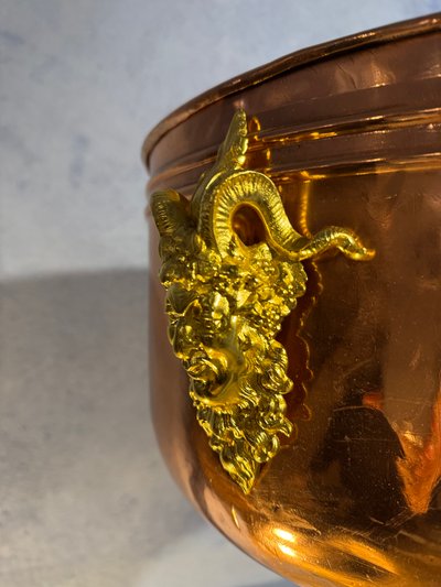 Imposing Gilded Bronze And Copper Holy Water Vase - Circa 1900