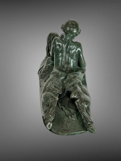 EMMANUEL FREMIER 1824 -1910 BRONZE WITH GREEN PATINA "PAM ET OURSONS" SIGNED