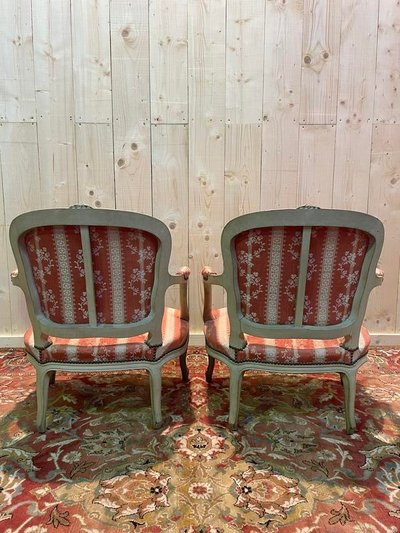 Pair of Louis XV style cabriolet armchairs