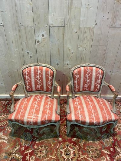 Pair of Louis XV style cabriolet armchairs