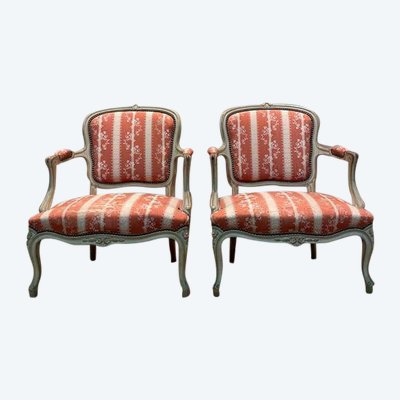 Pair of Louis XV style cabriolet armchairs