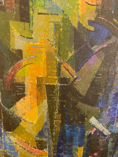 Cubist composition by Alfred Vachon, oil on canvas, 1961