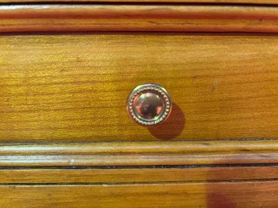 Pair of Louis XVI style bedside tables in cherry wood