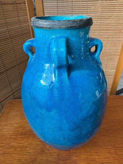 Glazed and cracked earthenware jar or vase circa 1930 Attributed to Raoul Lachenal