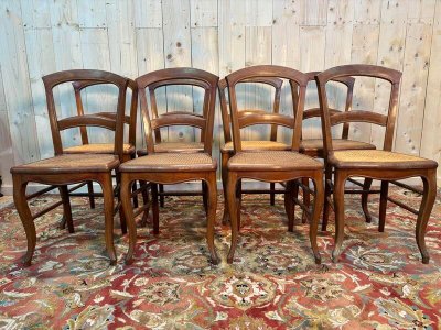 Set of 8 Louis Philippe caned chairs