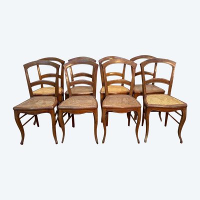 Set of 8 Louis Philippe caned chairs