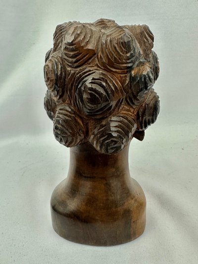 Tribal art, vintage teak bust