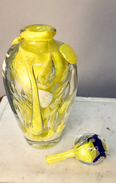 Blown glass bottle By Jean Claude Novaro (1943-2014)