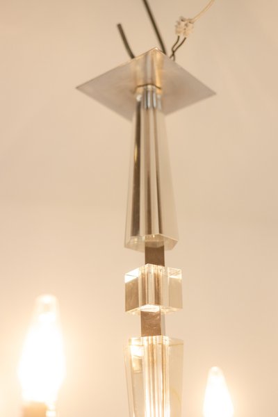 Jacques Adnet. Modernist chandelier in chromed metal. Circa 1940. LS6042309H