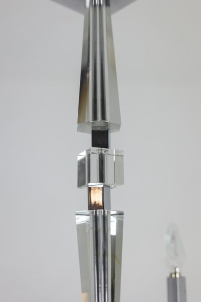 Jacques Adnet. Modernist chandelier in chromed metal. Circa 1940. LS6042309H