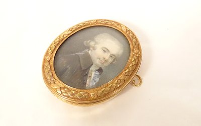 Miniature Painted Brooch 18k Gold Portrait René Ange De La Guerrande 18th century