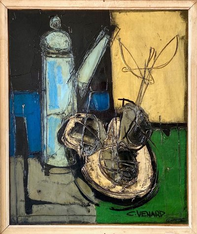 Claude Venard (1913-1999), Nature Morte à La Cafetière painting, 1942.