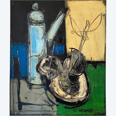 Claude Venard (1913-1999), Nature Morte à La Cafetière painting, 1942.