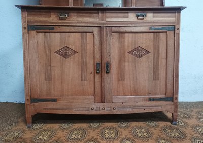 Art Nouveau Art Deco blond walnut sideboard