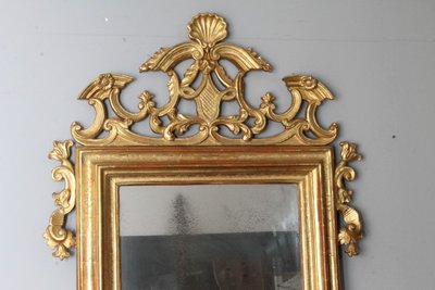 Antique mirror mid 1700s XVIII SEC . Pure gold . with beautiful cymatium. Meas 135 x cm 95