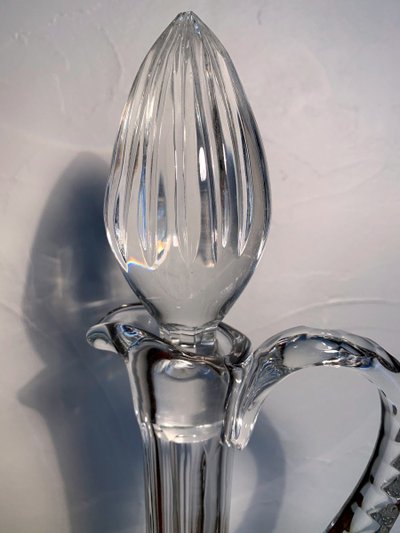 Hand-blown, hand-cut crystal decanter.