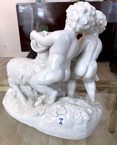 Porcelain Putti and Ram Group by Joseph d'Aste Capodimonte