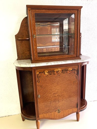 Art Deco inlaid wood mother-of-pearl display case