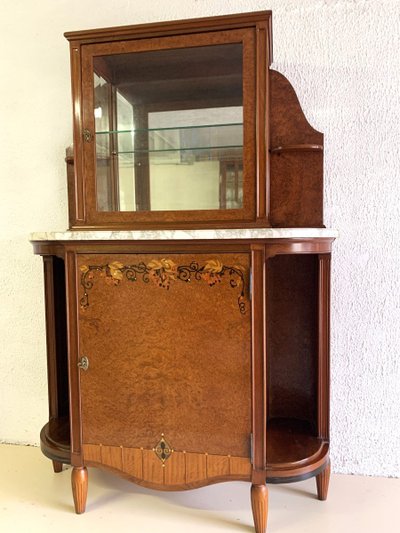 Art Deco inlaid wood mother-of-pearl display case