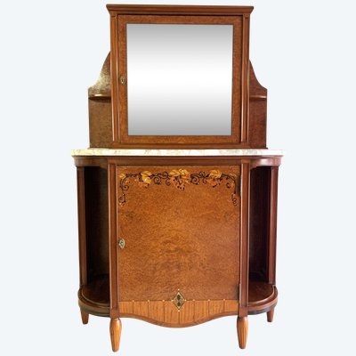 Art Deco inlaid wood mother-of-pearl display case