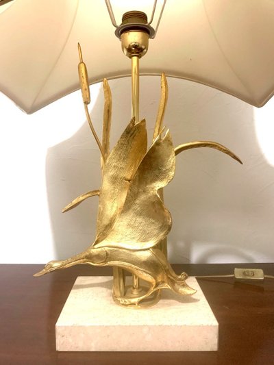 Lampe Aus Travertin Und Vergoldetem Metall Vom Italienischen Designer Lanciotto Galeotti