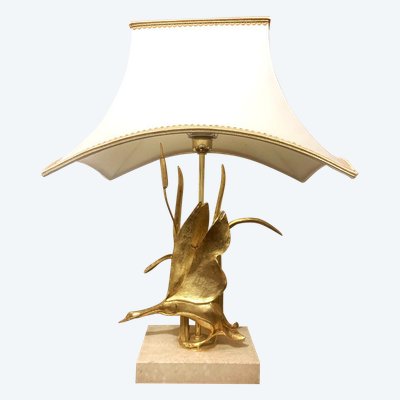 Lampe Aus Travertin Und Vergoldetem Metall Vom Italienischen Designer Lanciotto Galeotti