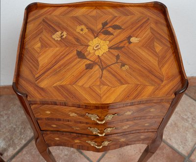 Pair of antique Napoleon III French bedside tables in exotic woods xx century