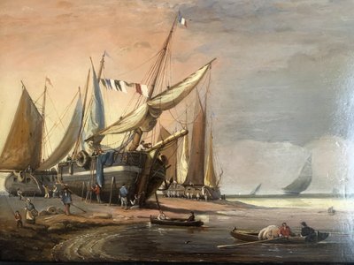 Charles Kuwasseg Oil on Marine Panel