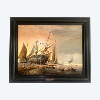 Charles Kuwasseg Oil on Marine Panel