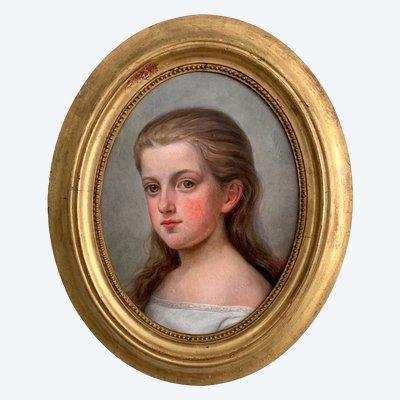 Oil On Canvas Portrait Of A Young Girl B. Demarolles