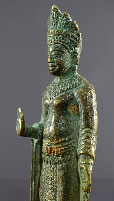 Thaïlande, Début Du XXème, Dans Le Style Du Royaume De Lobpuri, Statue De Bouddha En Bronze.