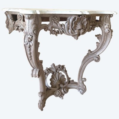 Curved Painted Wood Console .