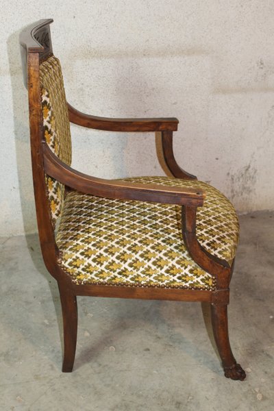 Pair of 19th century Consulat walnut armchairs in the Jacob Frères style