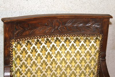 Pair of 19th century Consulat walnut armchairs in the Jacob Frères style