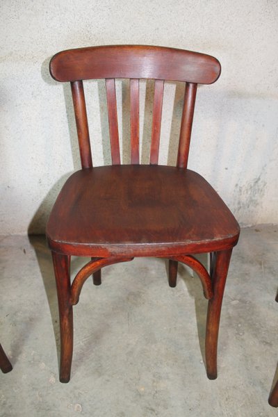 Table de bistrot avec dessus en bakelite et ses 4 chaises en hêtre époque Art Déco