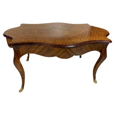 Napoleon III period cube marquetry center table