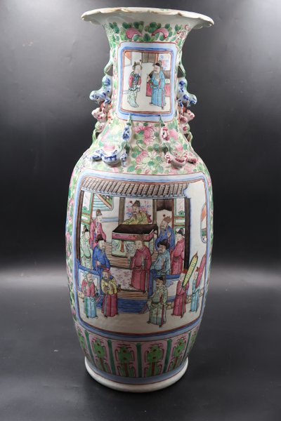 vase china canton 19th century chinese green family