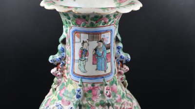 vase china canton 19th century chinese green family