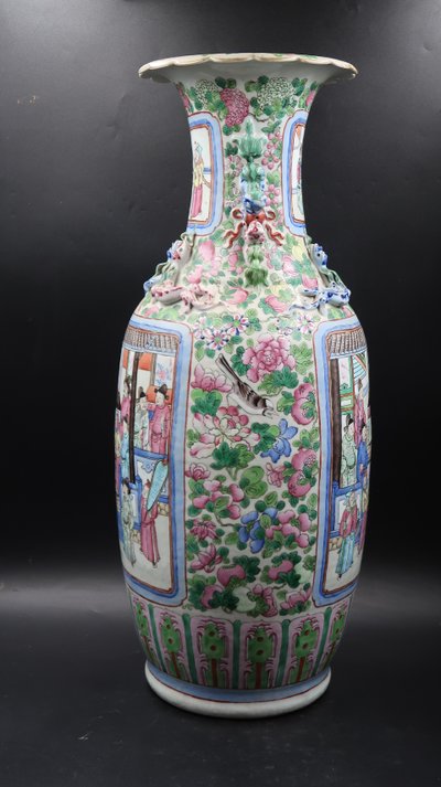 vase china canton 19th century chinese green family