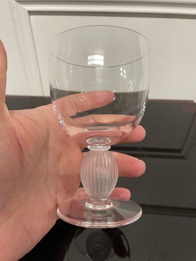 Lalique - Langeais Model - 5 Lalique France Crystal White Wine Glasses H: 12 Cm