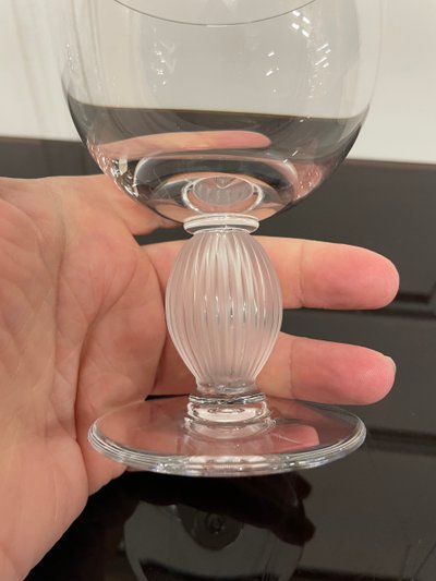 Lalique - Langeais Model - 5 Lalique France Crystal Red Wine Glasses H: 13 Cm