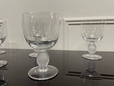 Lalique - Langeais Model - 5 Lalique France Crystal Red Wine Glasses H: 13 Cm