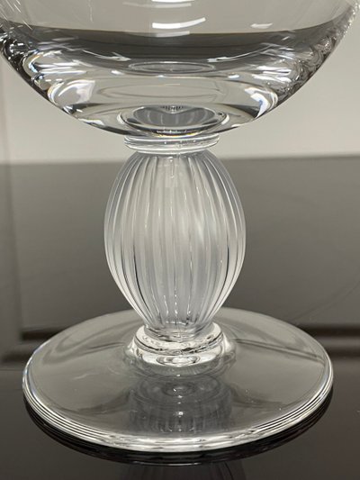 Lalique - Langeais Model - 5 Lalique France Crystal Red Wine Glasses H: 13 Cm