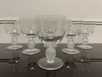 Lalique - Langeais Model - 6 Lalique France Crystal Water Glasses H: 14.5 cm